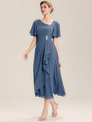 Women’s Chiffon Midi Dress | Crystal A-Line Wedding Guest Dress