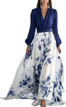 Women’s Floral Boho Maxi Dress | Long Sleeve Wedding Guest Dress