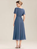 Women’s Chiffon Midi Dress | Crystal A-Line Wedding Guest Dress