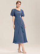 Women’s Chiffon Midi Dress | Crystal A-Line Wedding Guest Dress