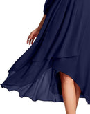 Women’s Chiffon Midi Dress | V-Neck A-Line Wedding Guest Dress