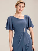 Women’s Chiffon Midi Dress | Crystal A-Line Wedding Guest Dress