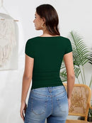 Women’s Asymmetrical Ruched Top | Slim Fit Short Sleeve
