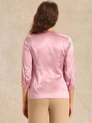 Women’s Satin V-Neck Blouse | 3/4 Sleeve Office Top
