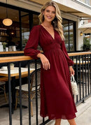 Women’s Floral Maxi Dress | V-Neck Long Sleeve Boho Dress